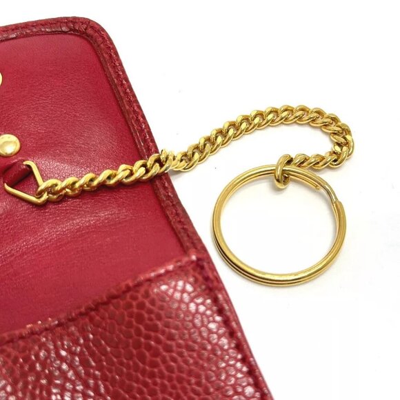 CHANEL CC CC Mark mini Pouch Cigarette case Caviar Leather Red - Picture 6 of 11